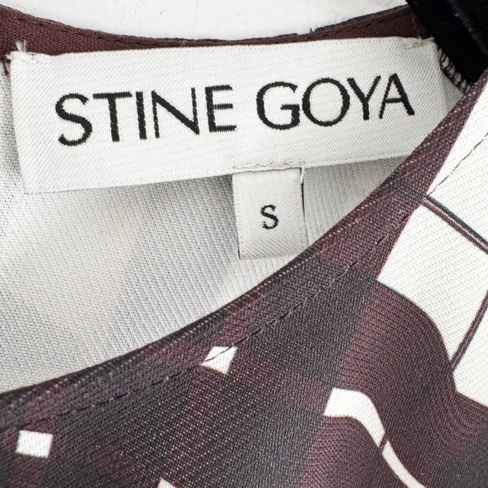 Stine Goya Gathered Midi Dress in Burgundy Checkered Wave, size Small - Picture 5 of 8